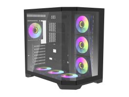 Darkflash FT418 PRO számítógépház + 7 ARGB ventilátor (fekete) (FT418 PRO BLACK)